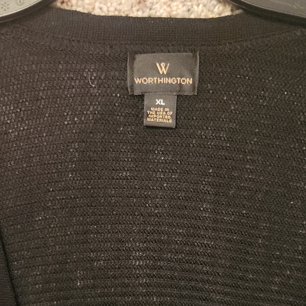 Worthington Women's NWT lightweight 3/4 Sleeve Black Cardigan with Tie Detail - Picture 2 of 6